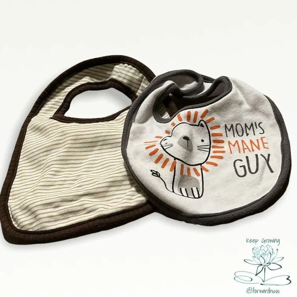 Bundle Sale 3 for $15 | Set of Feeding Bibs - "Mom's Mane Guy" & Lion Bib